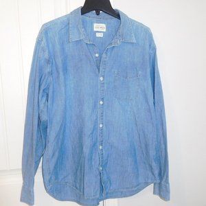 LUCKY BRAND, Mens, XL, Denim Long Sleeve Shirt w/Pocket